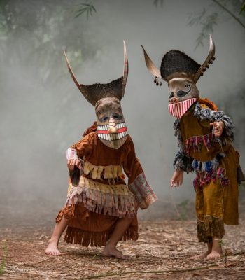 Phi ta khon festival ghost mask and colorful costume loei province Dan Sai thailand festival