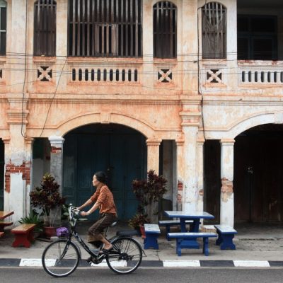 architecture in the old town of Savannakhet in central Lao in the region of Khammuan in Lao in Souteastasia