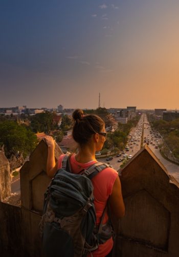 capital city Vientane from Patuxay Monument, Laos