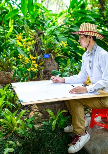 painting sketch in Xishuangbanna Tropical Botanical Garden Chinese Academy of Sciences Menglun Town Mengla County Yunnan Province China