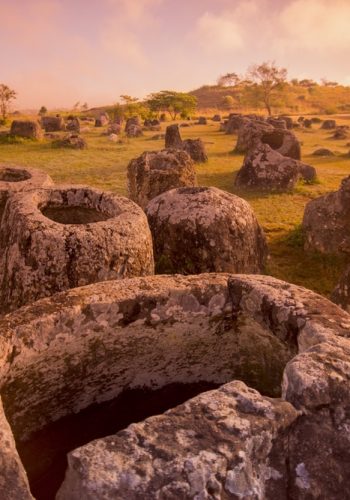 plain of jars UNESCO World Heritage site of Phonsavan Xieng Khuang in north Lao in southeastasia