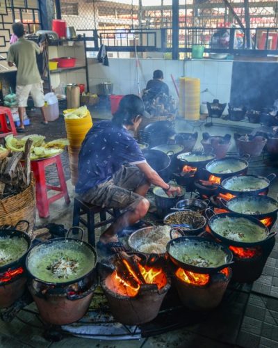 traditional pancake Banh Xeo at a local restaurant in Can Tho Vietnam